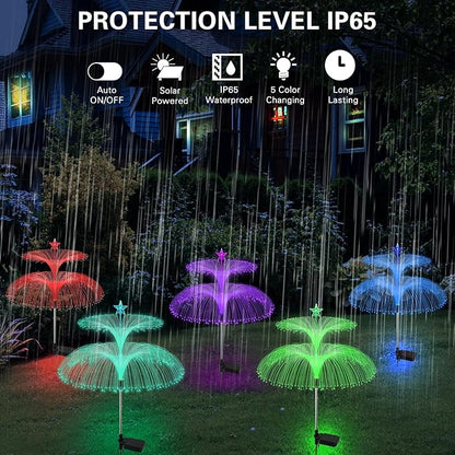 Solar Garden Lights 3 Pack 7 Color Changing Solar Outdoor Light Waterproof Double Jellyfish Star Solar Flowers Lamp Yard Decor Yard Experience! Solar Outdoor Lights Your Patio, Pathways Holiday Decor