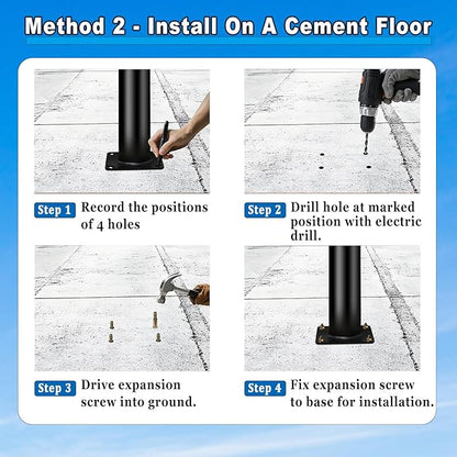 20Ft Tall Street Light Pole - Outdoor Metal Split Heavy Duty Street Lamp Post for Outside Large Solar Street Lights with Mounting Rebar Cage Base Accessory for Parking Backyard Patio Yard