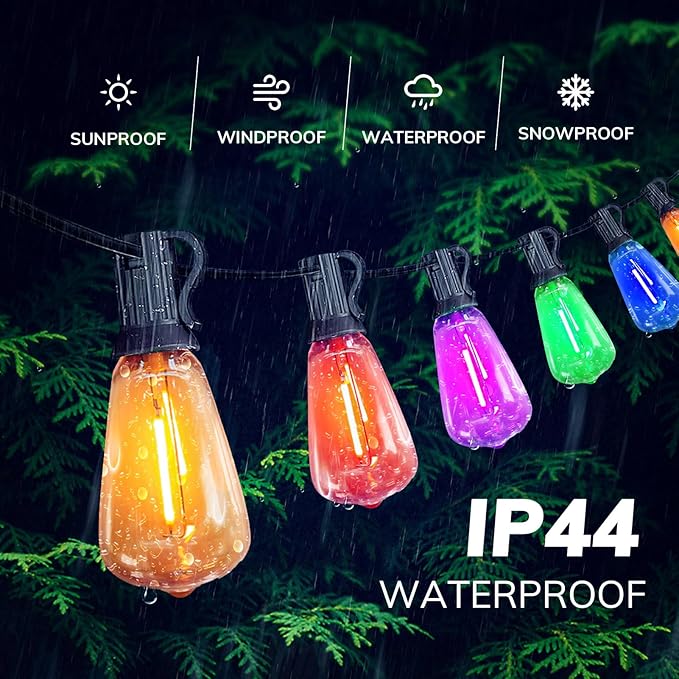 Achin Outdoor String Lights Multicolor - 25FT Colored Patio Lights Waterproof with 13+1 ST38 LED Colorful Bulbs | Lumora