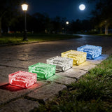 Solar Powered LED Glass Brick Lights, Multicolor Water Ripple Design, Waterproof In-Ground Landscape Path Lights | Lumora