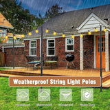 10 Pack String Light Poles,Metal Poles for Hanging Outdoor Light Strings,7 Pack 10 FT Light Poles Stand for Outside | Lumora