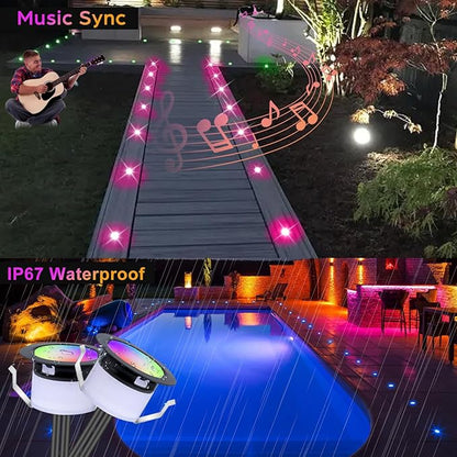Deck Light RGBW 20 Pack, Φ1.22 Inches RGB/Warm White Light WiFi Control, LED Step Lights Kit Low Voltage DC12V, IP67 Waterproof Deck Lights for Stairs with Remote Control