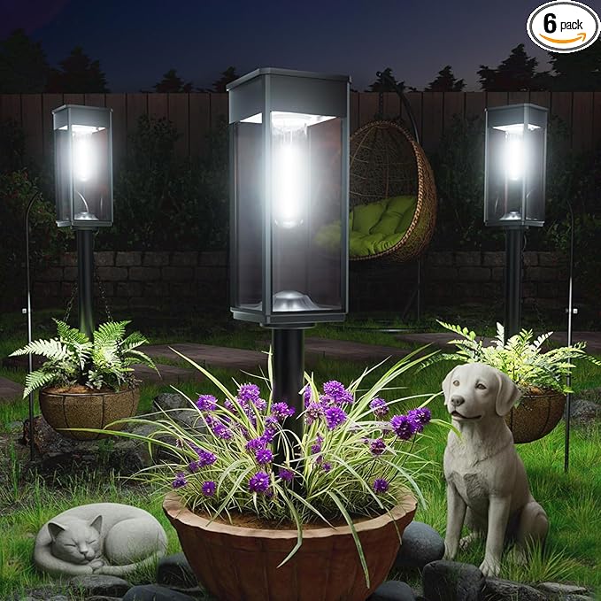 Solar Pathway Lights Outdoor, 6 Pack Bright Solar Lights Outdoor, Auto On/Off, IP65 Waterproof Solar Garden Lights Solar Powered Landscape Lighting for Yard Patio Walkway Driveway Pathway
