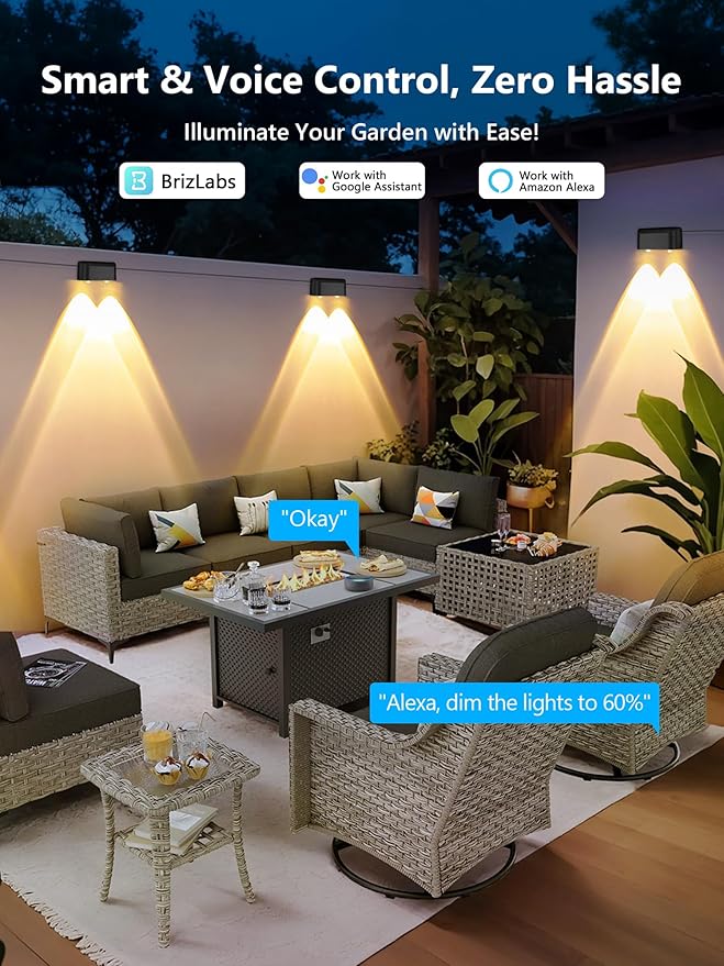 Brizled Smart Outdoor Fence Lights, 12 Lamps Tunable White + RGB Deck Lights APP Controlled Compatible with Alexa & | Lumora
