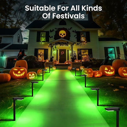 2 Pack Color Changing & Sync Smart Solar Pathway Lights, Solar Lights Outdoor Waterproof, 9 Modes (Warm White/Cool White/RGB) Landscape Lighting for Driveway, Walkway, Garden, Yard, Patio