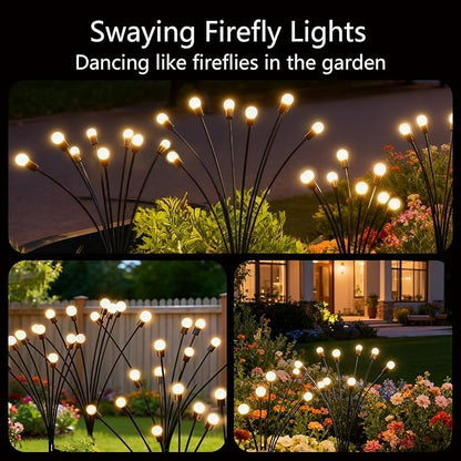 Solar Garden Lights(6-Pack,48 LED),Solar Light Outdoor Waterproof, Solar Swaying Lights,Firefly for Patio Pathway Decoration in Courtyard,Big Bulb, Unique Gifts for Women, Gifts for Grandma