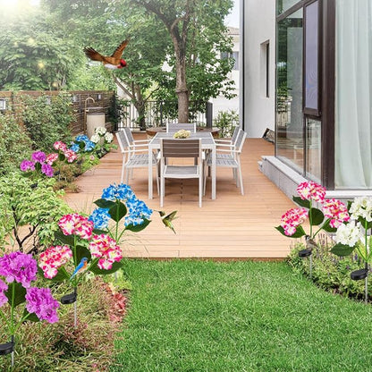 Solar Flower Lights, Solar Garden Lights, 2Pack IP65 Waterproof LED Hydrangea Stake Lights for Garden Decor Pathway Patio Yard (Pink)