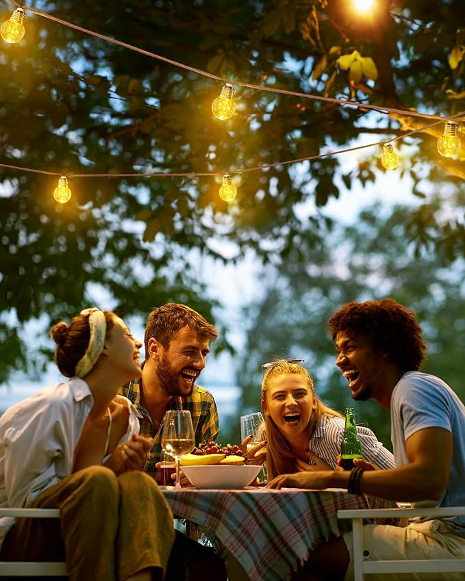 Brightown Solar String Lights Outdoor, 30Ft Vintage Hemp Rope Solar Patio Lights with 15 Shatterproof Bulbs, 8 | Lumora
