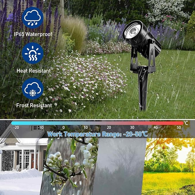 T-SUNUS Solar Spot Lights Outdoor White Christmas 4 Pack IP65 Waterproof Landscape Spotlights 6000K Separate Panel | Lumora