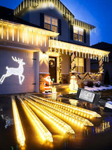 Flacchi Meteor Shower Icicle Lights - 5 Tubes 20" Each 270 LED Cascading Raindrop Lights, Timer Outdoor Waterproof | Lumora