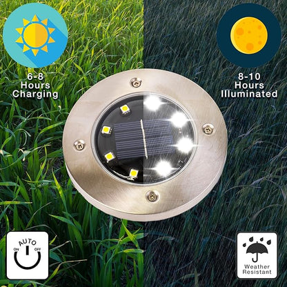 Crosslight Solar Ground Lights Outdoor - Waterproof Landscape Decor Spotlights - Auto On/Off Powered for Garden, Yard, Patio, Lawn, Walkway, Driveway, Pathway, Backyard, Deck, Sidewalk | 2 Pack