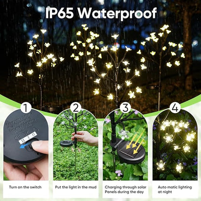 Solar Garden Lights Outdoor,Solar Lights Outdoor Decorative Waterproof for Outside 8Pack,160Led Solar Flowers Garden Decor, Yard Pathway,Patio Fairy Decorations,Gardening Gifts for Women Mom