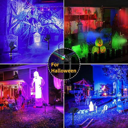 ROSHWEY Solar Outdoor Lights Waterproof, 9 Lighting Modes Halloween Christmas Solar Garden Light Colored Landscape Spotlights Spot Lights Outdoor Lighting for Backyard House Yard Pool Patio- 4 Pack