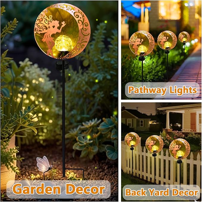 Unique Birthday Gifts for Women Mom Grandma,Solar Fairy Garden Lights Outdoor Decor,Housewarming Gifts New Home for Patio, Lawn, Yard, Pathway