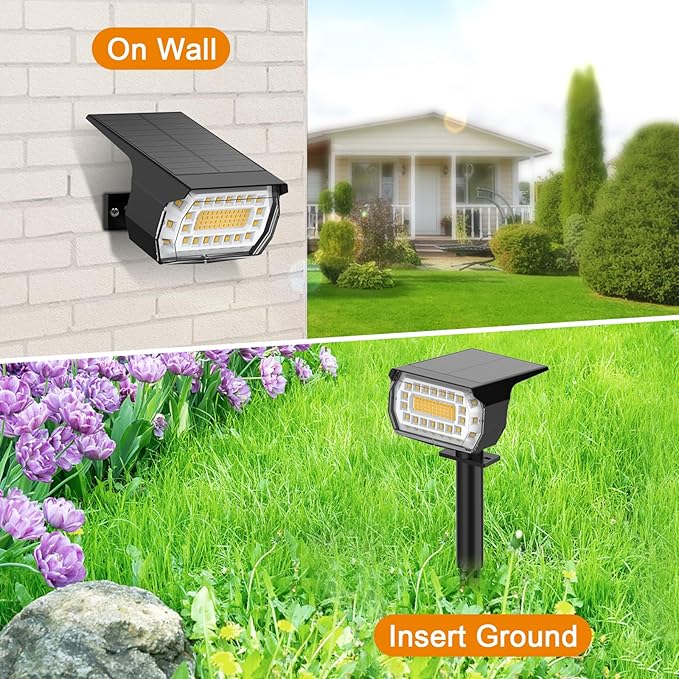 LANSOW Solar Spot Lights Outdoor, [8 Pack/76 LED] 2-in-1 Solar Landscape Spotlights, 3 Modes IP65 Waterproof Dusk | Lumora