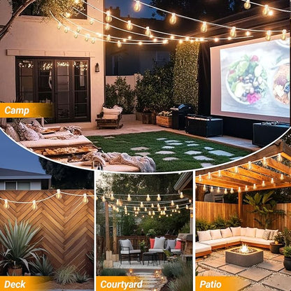 LAMPHOME 26 Feet LED Outdoor String Lights with 12+1 Shatterproof G40 Edison Bulbs, Connectable and Weatherproof Strand, Commercial Grade Patio Lights for Backyard Decorative, Warm White