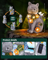 Solar Garden Statues Outdoor Decor, 6 LED Cat Flowers Butterfly Figurine Lights, Waterproof for Balcony Patio Porch | Lumora