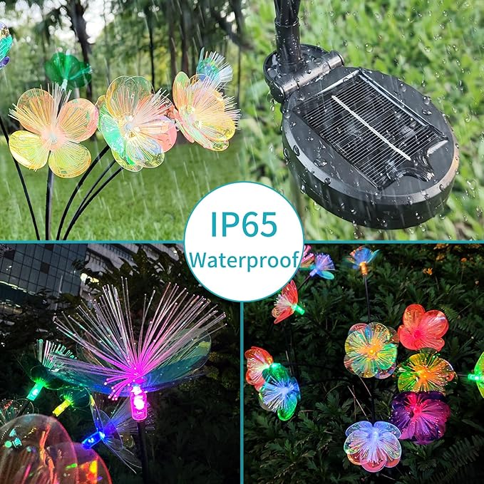 JJGoo 2 Pack Solar Garden Lights, Solar Flower Swaying Light for Outside, New Upgraded Outdoor Waterproof Light for | Lumora