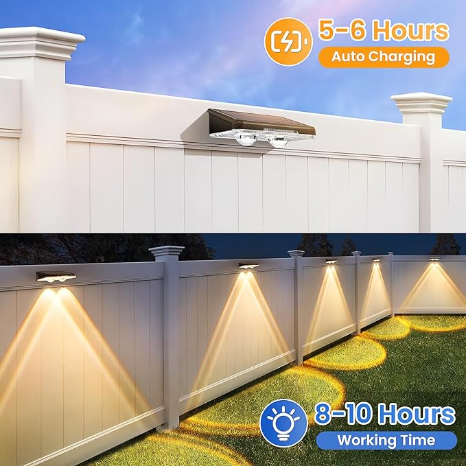 Solar Fence Lights Outdoor 16 Pack - 3 Modes (Warm/Neutral/Cool White), Fence Lights Solar Powered for Outside, IP65 Waterproof, Deck Lighting for Wall, Step, Patio, Pathway, Stairs