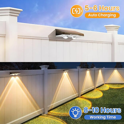 Solar Fence Lights Outdoor 16 Pack - 3 Modes (Warm/Neutral/Cool White), Fence Lights Solar Powered for Outside, IP65 Waterproof, Deck Lighting for Wall, Step, Patio, Pathway, Stairs