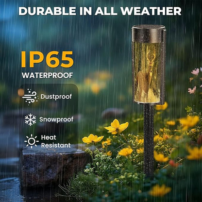 8 Pack Solar Pathway Lights Outdoor Waterproof Whitetail Deer Buck Standing Snow Solar Garden Lights LED Landscape Lighting for Yard Walkway Lawn Garden Decor