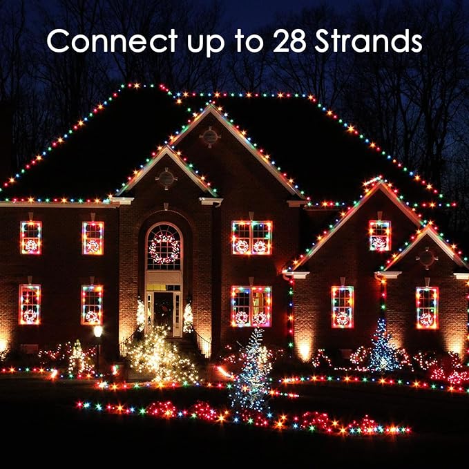 SUNSGNE C7 LED Outdoor Christmas Lights, 25ft Vintage Christmas Lights with 27 LED Plastic Colored Bulbs(2 Spare) | Lumora