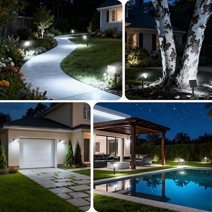 Solar Spot Lights Outdoor Waterproof IP65, [8 Pack/100 LED/4 Modes] 2-in-1 Solar Landscape Spotlights, Auto On/Off | Lumora