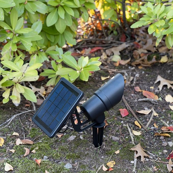 Gama Sonic Tri-Color Progressive Solar LED Spotlight with 100 Lumens, Outdoor Black Cast Aluminum, 3000K/4000K/5000K with Detachable Solar Panel (103i90090)