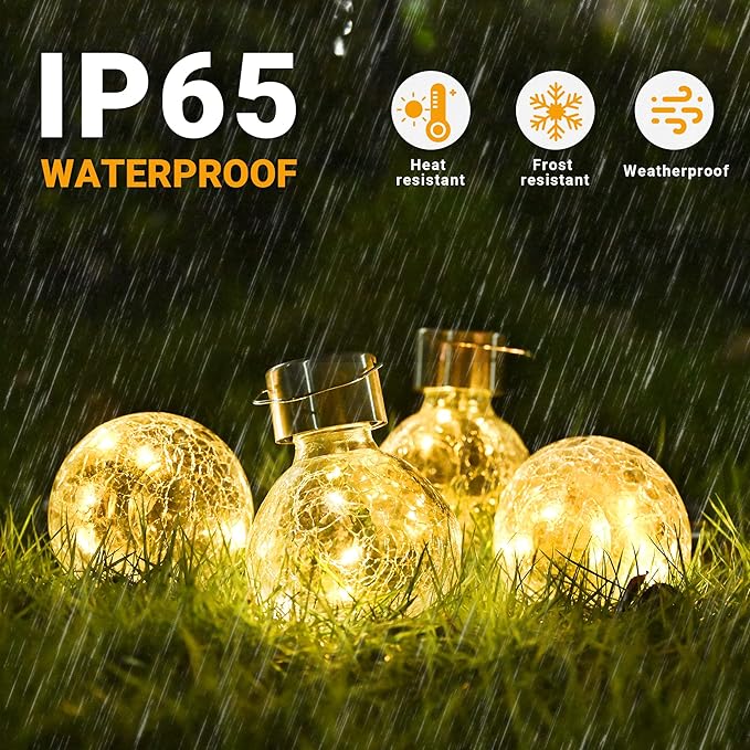 GIGALUMI Hanging Solar Lantern, 4 Pack Outdoor Christmas Decorations, Hanging Solar Lights Outdoor Waterproof, Garden Decor for Lawn, Garden, Yard, Tree Warm White