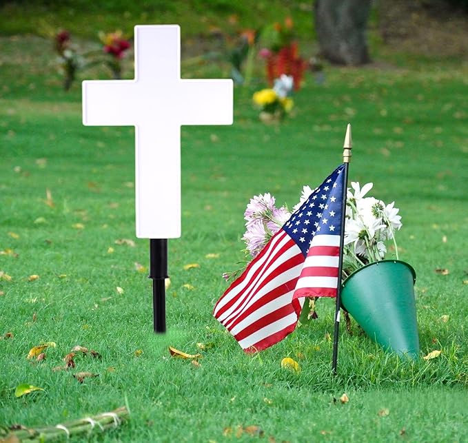 Ragyzity Solar Cross Garden Stake Outdoor Lights, Solar Cross for Cemetery, Solar Powered Cross Lights Stake, LED Jesus Cross Light Decoration Garden Cross Marker for Yards, Gardens, Patio