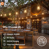 addlon 100FT Outdoor String Lights LED Waterproof Patio Lights with 54 Edison Dimmable Bulbs Shatterproof Hanging | Lumora