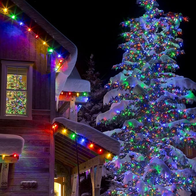 2 Pack Solar Christmas Lights Outdoor, 72FT 200 LED Solar String Lights with 8 Lighting Modes, IP65 Waterproof | Lumora