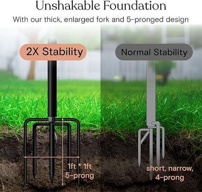 Brightech 2-Pack 10FT String Light Poles for Outdoor Use, Heavy Duty Metal Poles with Fork Base for Hanging Patio Lights, Adjustable for Garden, Backyard, Porch, or Fence Lighting Decor