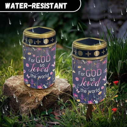 Butterfly Solar Cross for Cemetery Grave Hummingbird Cemetery Decorations for Grave Auto On/Off Solar Lights Waterproof Grave Light for Cemetery Decor 2 Pack