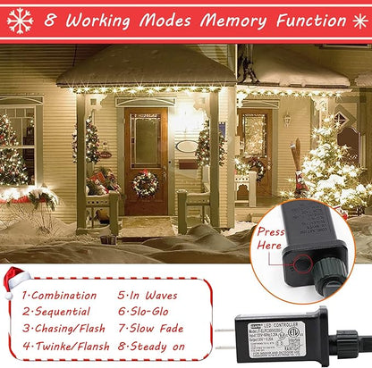 Christmas Lights Outdoor - 108FT 300 LED with 8 Modes, End-to-End Plug, UL Certified, Waterproof Fairy String Lights for Xmas Tree Decorations Garden Party (Cool White)