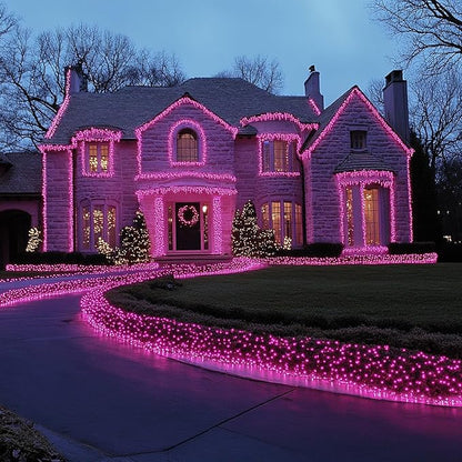 TW SHINE Pink Valentines Day Lights, 20FT 100 Count Incandescent Christmas Mini String Lights, Waterproof Xmas White Wire Lights for Outdoor Indoor Home Decorations