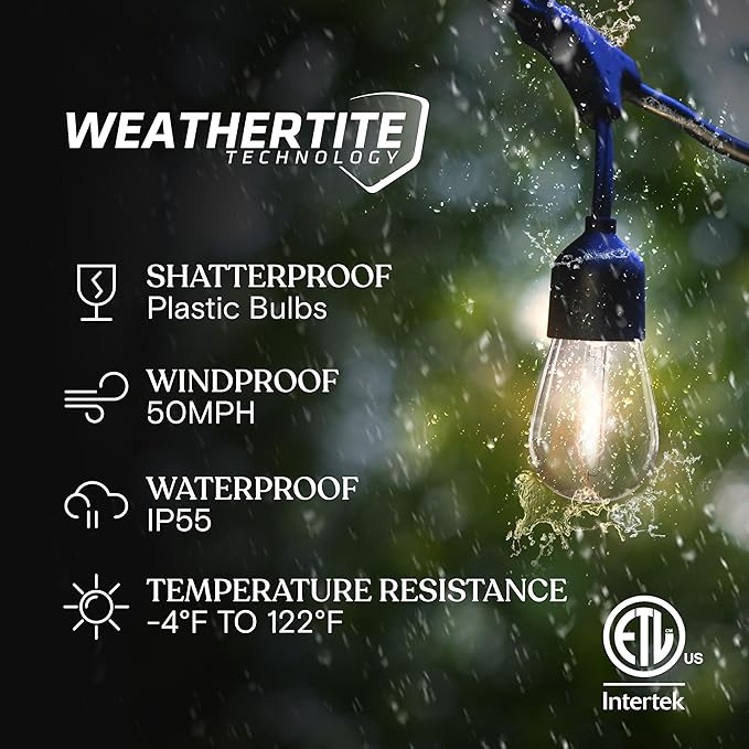 Brightech Ambience Pro 27 Ft Solar Powered Outdoor String Lights - Commercial Grade Waterproof Patio Lights with | Lumora