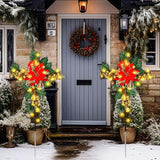 Ganeen 2 Pcs Solar Stake Christmas Outdoor Decorations Christmas Yard Stake Decor LED Lights Cemetery Grave Cross | Lumora
