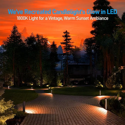 LEONLITE 8 Pack 5CCT Low Voltage Landscape Lights, 7W 12-24V LED Pathway Lights, Die-Casted Aluminum, IP65 for Outdoor Path Sidewalk Walkway, 1800K/2700K/3000K/4000K/5000K, ETL, Oil Rubbed Bronze