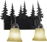 VAXCEL Yosemite 2-Light 16.75 inch Wide Burnished Bronze Rustic Cabin Bathroom Vanity Lighting Fixture, Amber Flake | Lumora