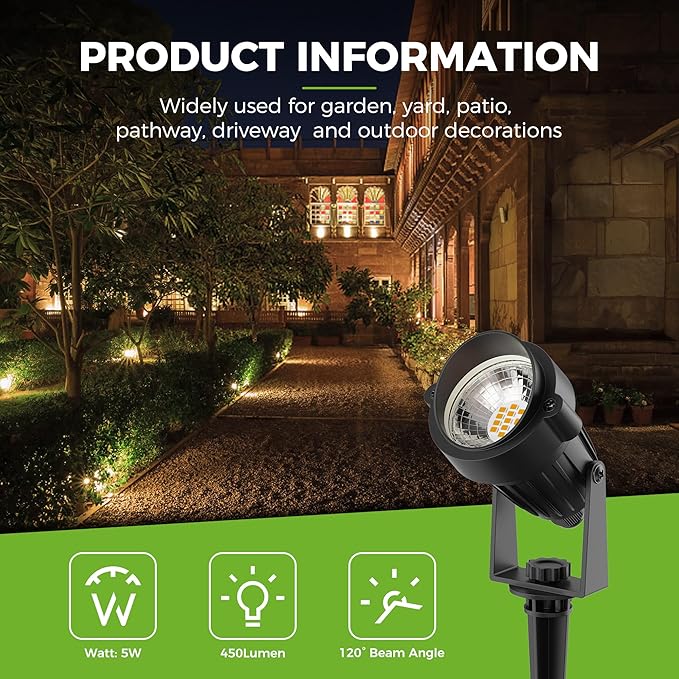 L LOHAS LED Landscape Spot Lights Outdoor, Dusk to Dawn Sensor 5W LED Spotlights for Yard, 120V 450LM Pathway | Lumora