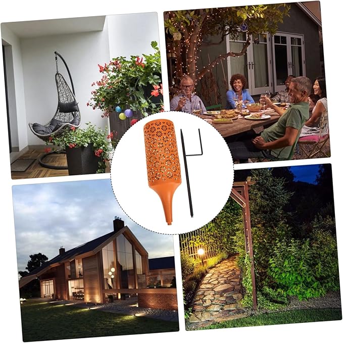 Solar Garden Path Lights Led Iron Chrysanthemum Design for Outdoor Decoration Energy-Saving Solar Powered Lighting for Walkways and Patios Bright Orange Color
