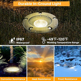 Gardencoin Brass Low Voltage Landscape Well Lights (5" Cover, 5.5" Tall), 12V LED Wired In-Ground Outdoor Up | Lumora