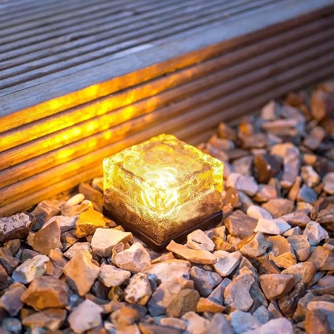 Solar Lights, Brick Lights, Outdoor Waterproof, Recessed, for Garden, Sidewalk, Path, Yard Decoration, Landscape Lighting, 2 Pack (Warm Light（2.95in）)