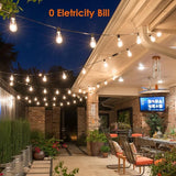 120FT Solar String Lights Outdoor,Solar Patio Lights Waterproof with Remote & 40+2 Dimmable ST38 Shatterproof LED | Lumora