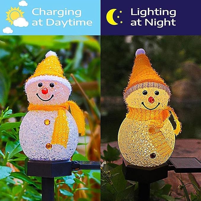 Solar Garden Lights Snowman Solar Christmas Light,Waterproof Snowman Shape Outdoor Solar Garden Stake Light,Decorative Solar Pathway Light LED Snowman Light for Patio Yard (Color : Orange)