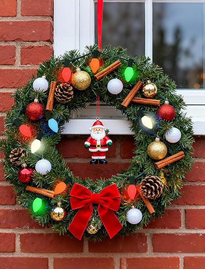 C7 Vintage Christmas String Lights with 27 Multicolor Ceramic Bulbs, 25FT Retro Outdoor String Lights for Christmas Tree Patio Garden Roofline Decoration (Green Wire)