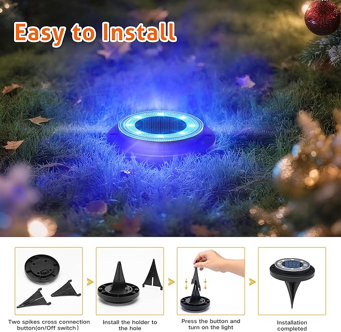 Flacchi Solar Ground Lights - Solar Powered Lights Outdoor Solar Disk Light Waterproof Landscape Light for Patio | Lumora