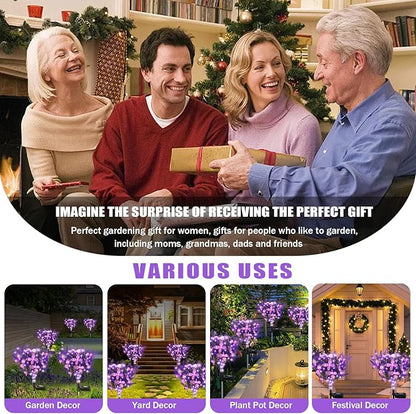 Solar Garden Lights Outdoor, 2 Pack Purple Lavender Solar Butterfly Lights Gardening Gifts for Women,Artificial Flowers Light Purple Halloween Garden Decor for Patio Yard Lawn Christmas