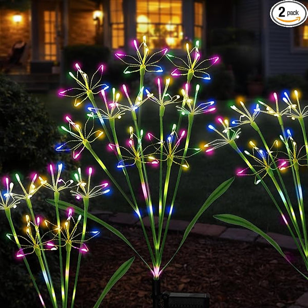 Solar Garden Lights Outdoor: Waterproof 2-Pack DIY Decorative Firework Lights with 2 Modes for Yard Patio Pathway | Lumora
